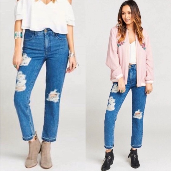 Show Me Your MuMu Denim - Show Me Your Mumu Brooklyn High Waist Distressed Raw Hem Jeans Size 29